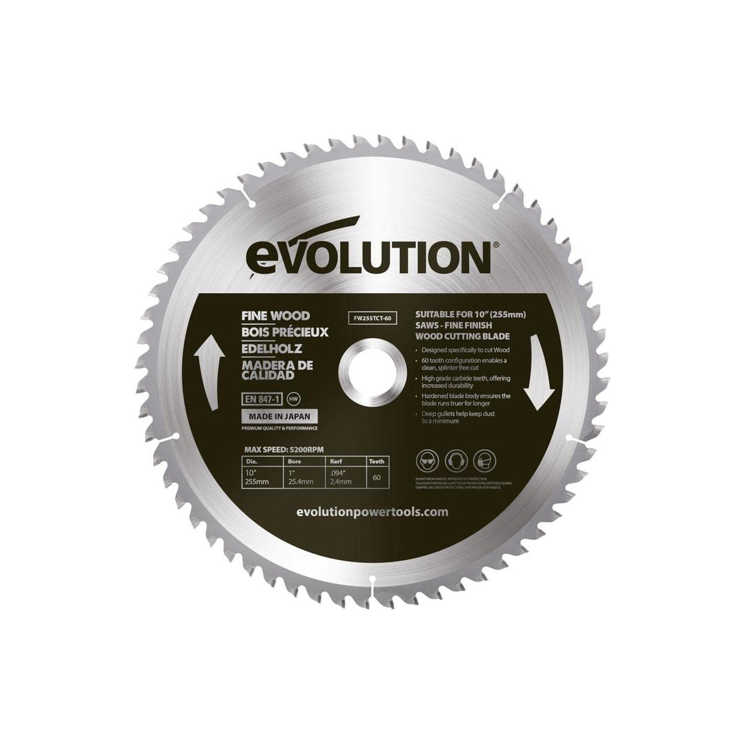 Evolution Power Tools FW255TCT-60 Fine Wood Blade 255mm