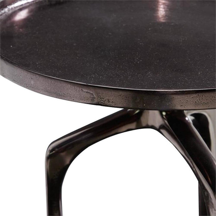 Fine Line Metal Round Contemporary Accent End Table Black Modern Metallic Finish - Diamond Home USA