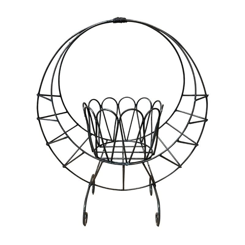 Rustic Arrow Wrought Iron 'Purse' Planter Stand Floor Black Vintage Round