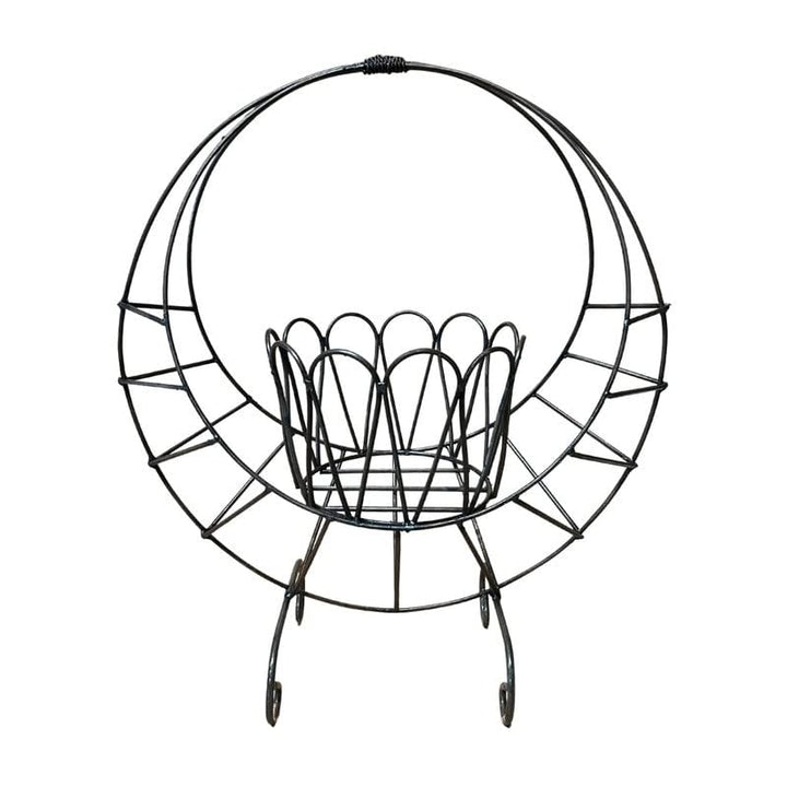 Rustic Arrow Wrought Iron 'Purse' Planter Stand Floor Black Vintage Round