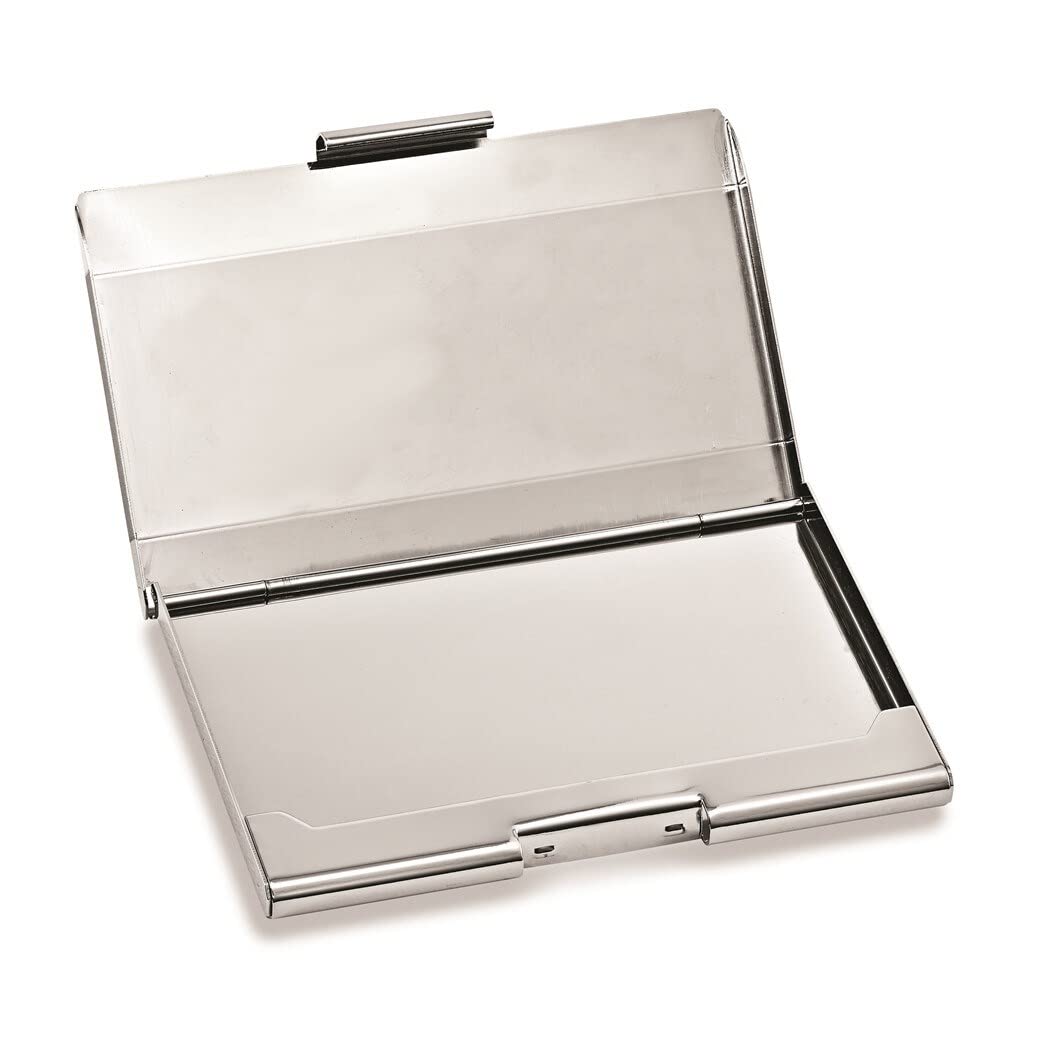 Nickel-Plated Matte and Polished Business Card Case Silver Metal No Accessories - Diamond Home USA