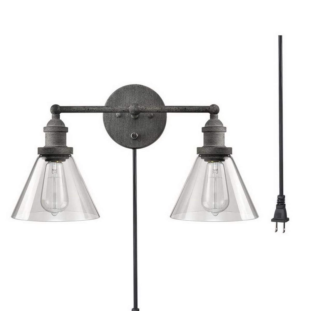 Antique Wall Sconce 2-light Glass Bathroom Vanity Light Grey Metallic Silver - Diamond Home USA