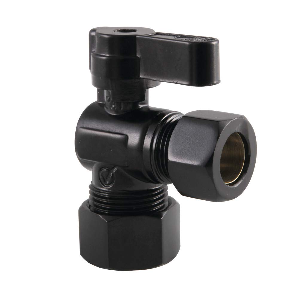 Kingston Brass KF5440MB 5/8-Inch 1/2-Inch OD Comp Angle Stop Valve 5/8" O.D Comp Matte Black