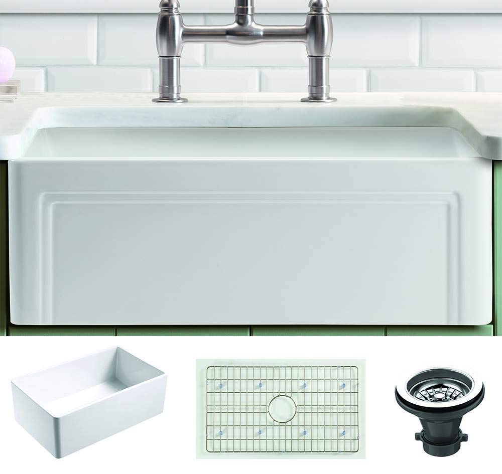 Empire Industries OL30G Olde London Reversible Farmhouse Fireclay Kitchen Sink