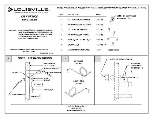 Louisville Ladder PK100D Rung Lock Kit for Aluminum Extension Ladder Gray - Diamond Home USA