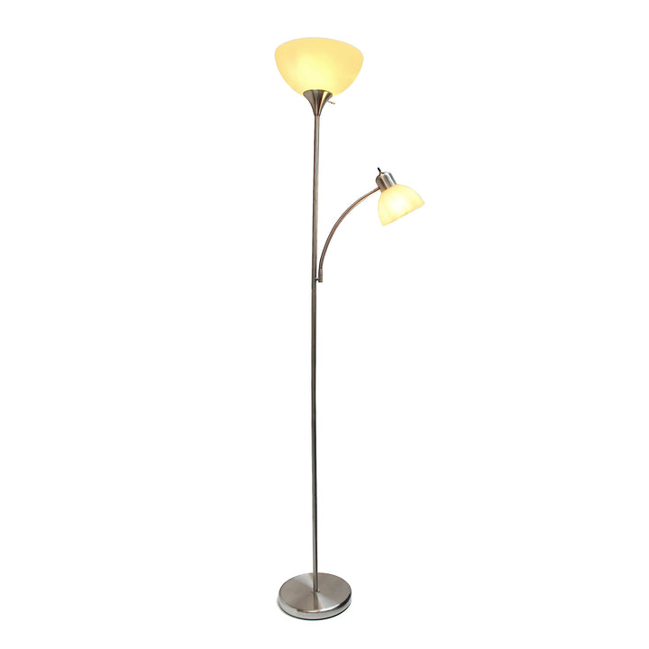 71.5" 2 Light Metal Floor Lamp with and Reading Shades Silver Traditional Nickel - Diamond Home USA