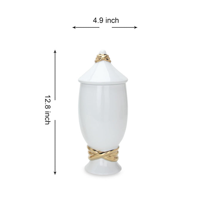 White Ceramic Decorative Ginger Jar Vase with Gold Accent Multi Color - Diamond Home USA