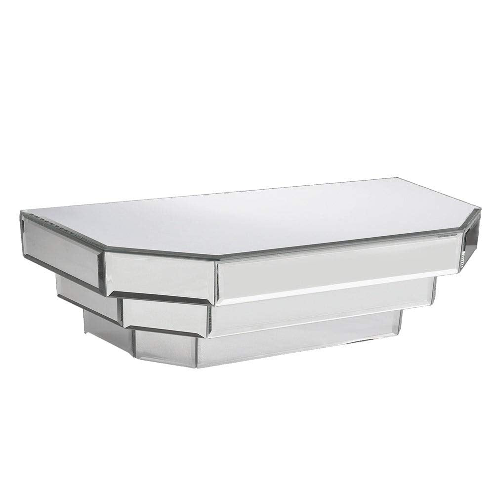 Floating Mirrored Wall Shelf - Silver Glam Glass Finish Includes Hardware - Diamond Home USA