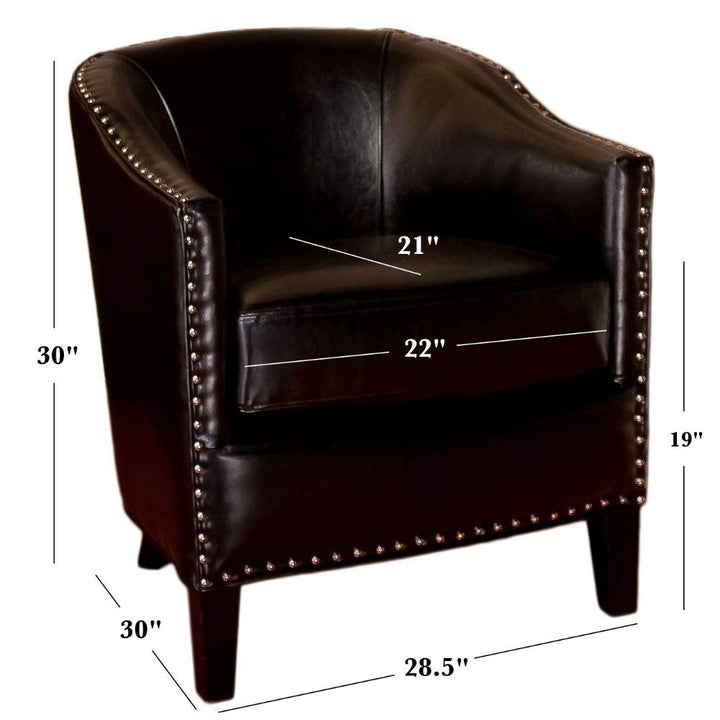 Christopher Knight Home Austin Leather Club Chair Black - Diamond Home USA