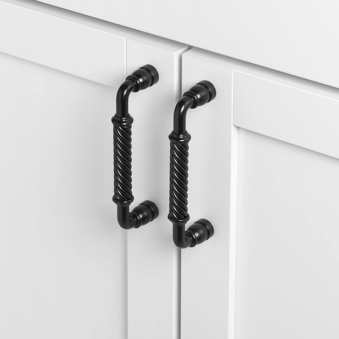 5 in. Center Twisted Steel Pull Cabinet Handle (Pack of 10) Black Rustic etal - Diamond Home USA