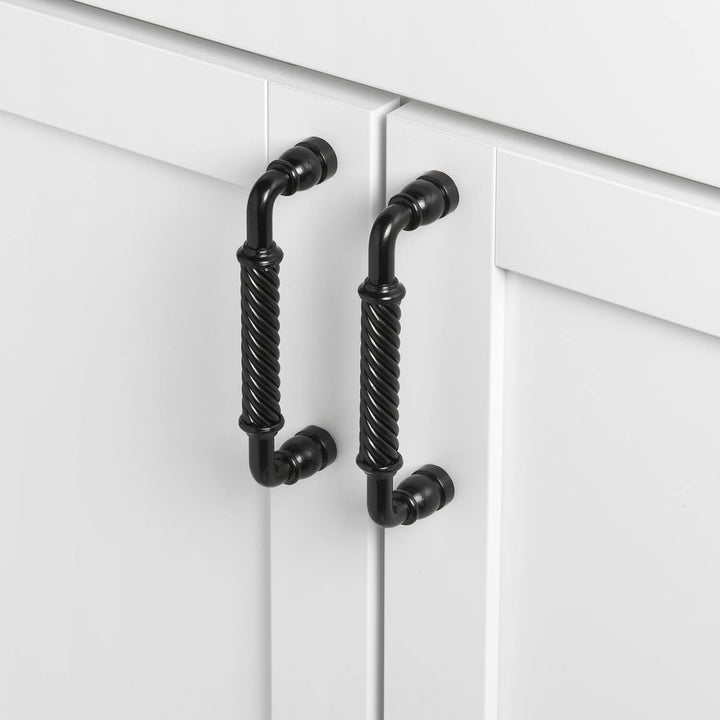 5 in. Center Twisted Steel Pull Cabinet Handle (Pack of 10) Black Rustic etal - Diamond Home USA