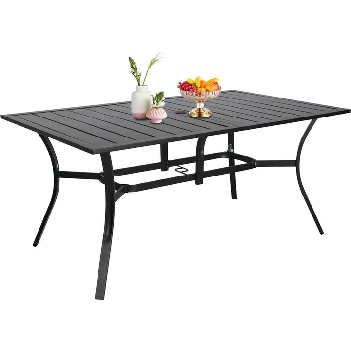 60"x37" Patio Outdoor Metal Steel Dining Bistro Table Black Rectangular 60''x37''
