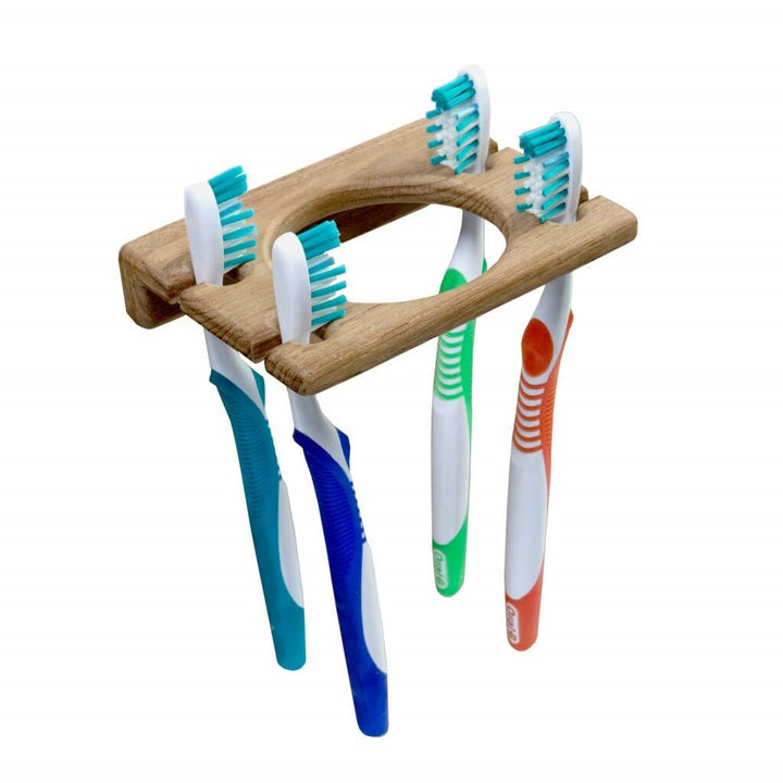 Traditional Solid Teak Wall Mount Glass and Toothbrush Holder 1" X 4.75" 3.63" - Diamond Home USA