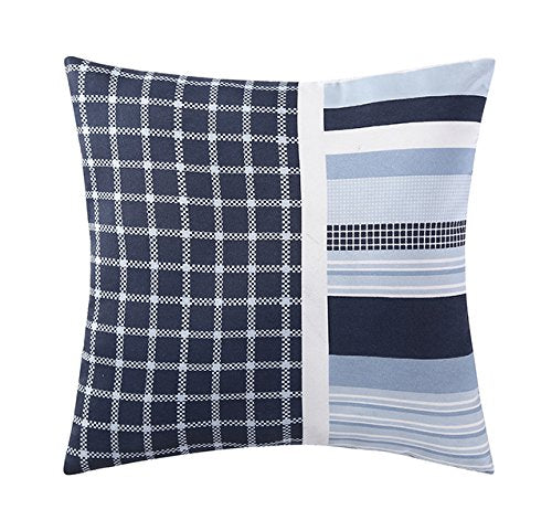 My World Mason Stripe Quilt Set with Bonus Decorative Pillow Full Blue White - Diamond Home USA