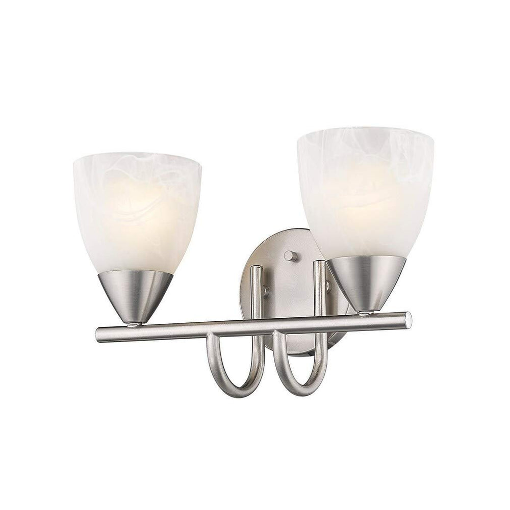 Swirl Glass Nickel Finish 2-Light Bath Vanity Light Metallic Modern Contemporary - Diamond Home USA