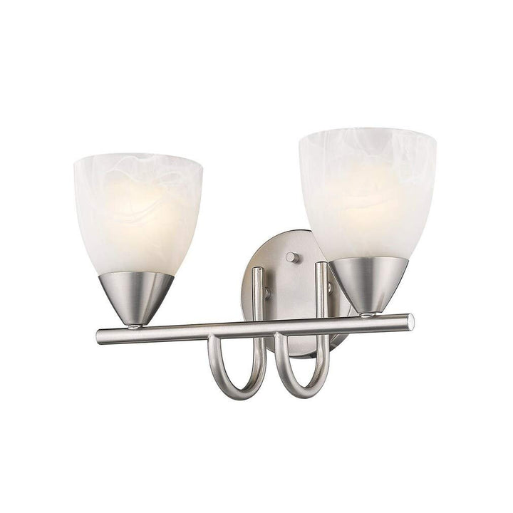 Swirl Glass Nickel Finish 2-Light Bath Vanity Light Metallic Modern Contemporary - Diamond Home USA
