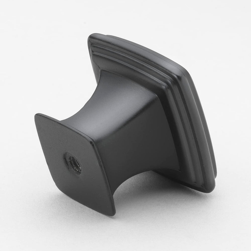 GlideRite 1-1/4 Inch Square Decorative Cabinet Knob Pack of 10 Matte Black - Diamond Home USA