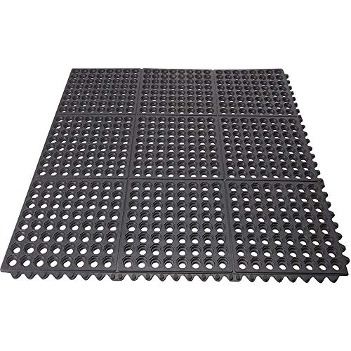 Interlocking Commercial Anti Fatigue Rubber Floor Mat 4 Pack 36 in. X Black - Diamond Home USA