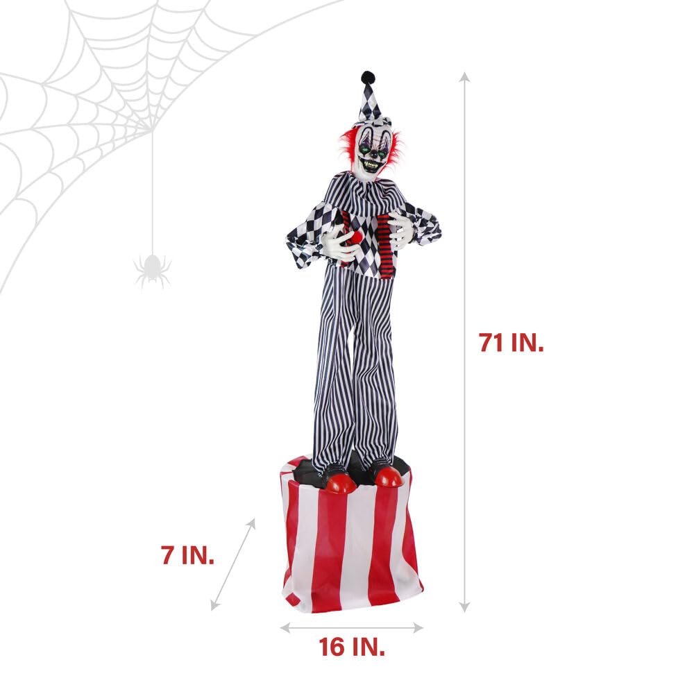 Haunted Hill Farm Animatronic Talking Clown on a Stage with Movement and - Diamond Home USA