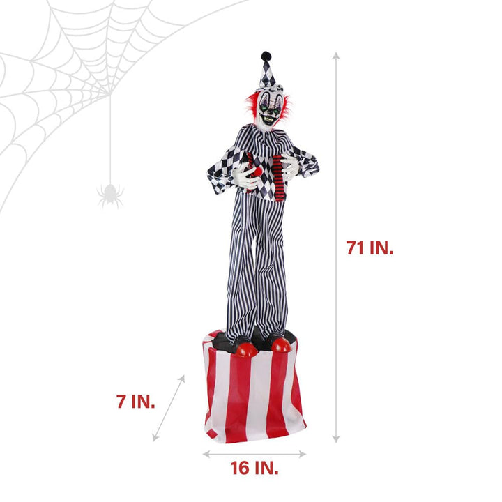 Haunted Hill Farm Animatronic Talking Clown on a Stage with Movement and - Diamond Home USA