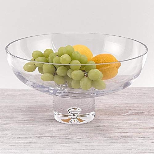 Galaxy European Mouth Blown eep Pedestal 11 X 5.75" Bowl Clear Glass 1 Piece - Diamond Home USA