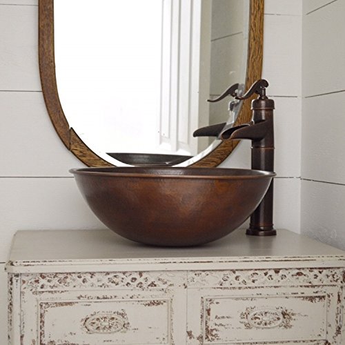 Sinkology BRV-1606BC Eddington Handmade Pure Solid Vessel 16" Aged Copper Bath - Diamond Home USA