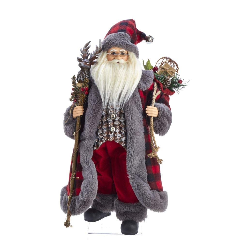 Kurt Adler Kringle Klaus Santa Figure 18-inches Height Red and Gray Polyester