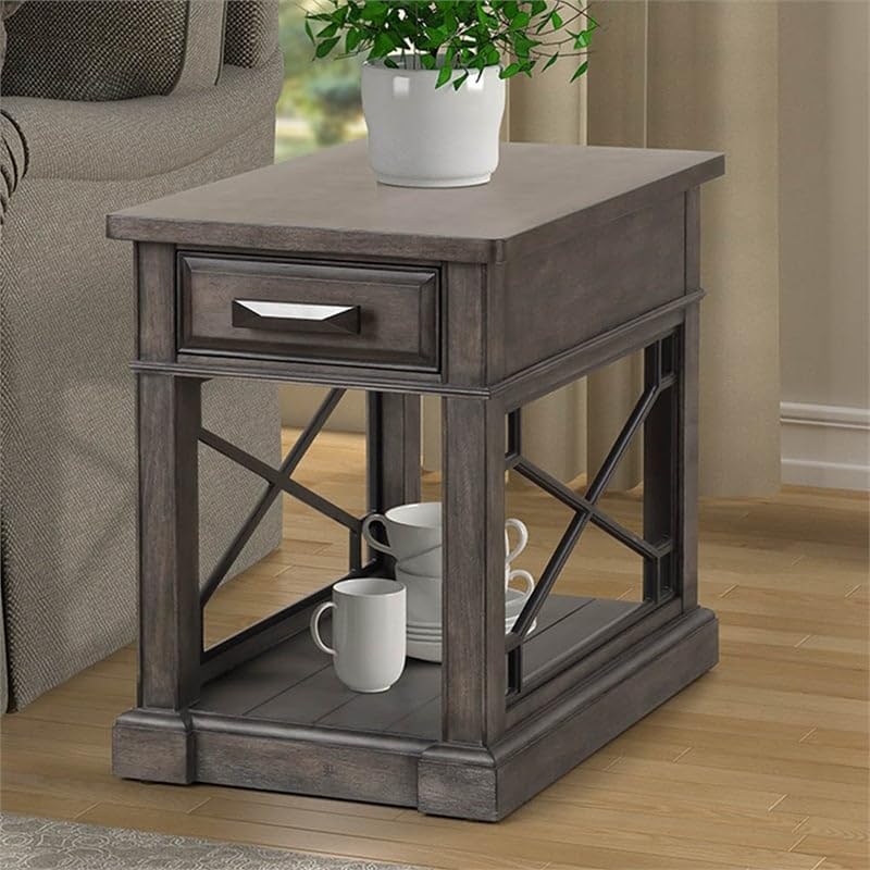 Parker House Sundance Traditional Wood Chairside Table in Smokey Gray - Diamond Home USA