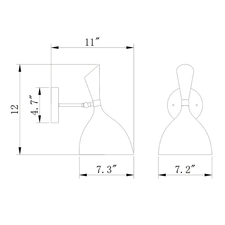 Matte Black Gold 1-Light Wall Sconce with Metal Cone Shade Modern Contemporary - Diamond Home USA