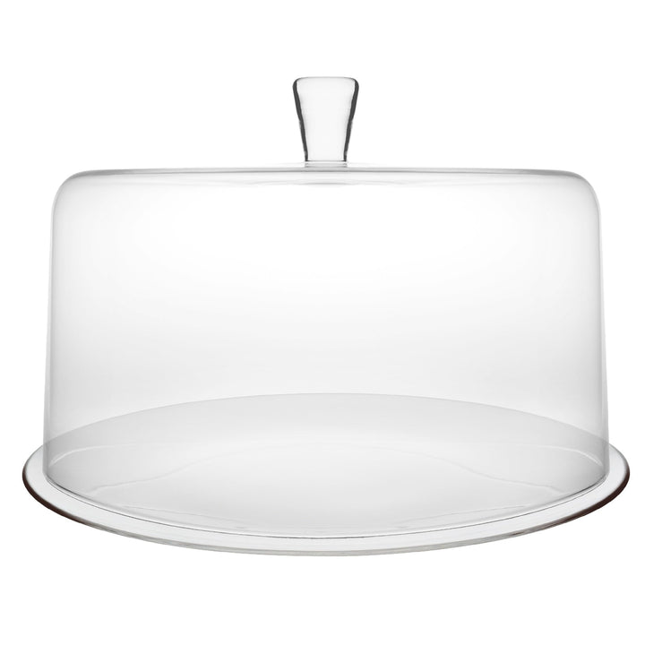 Glass Cake Plate with Dome-13 Diameter- Inc. 9" Height Clear Modern Contemporary - Diamond Home USA