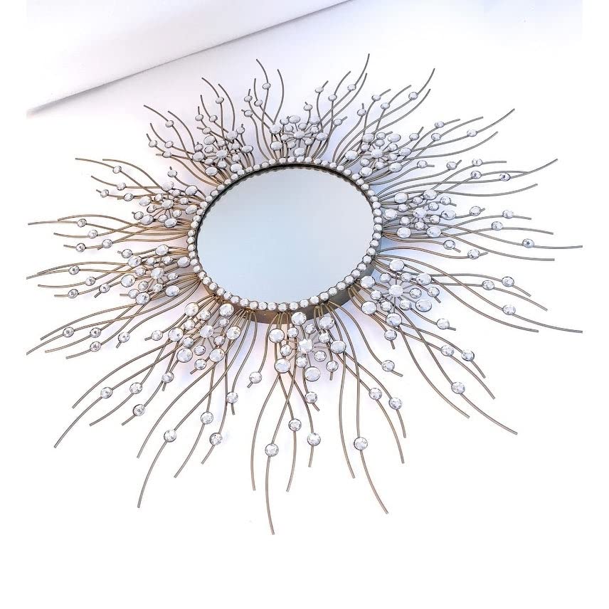Sunburst Gold Metal Wall Mirror Modern Contemporary Handmade - Diamond Home USA