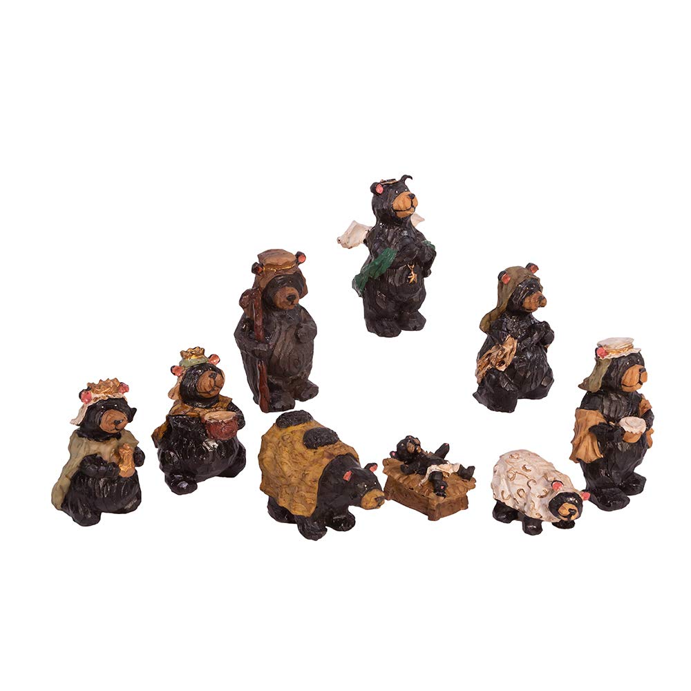 Kurt Adler Resin Bear 4-Inch Set of 9 Nativity Set - Diamond Home USA