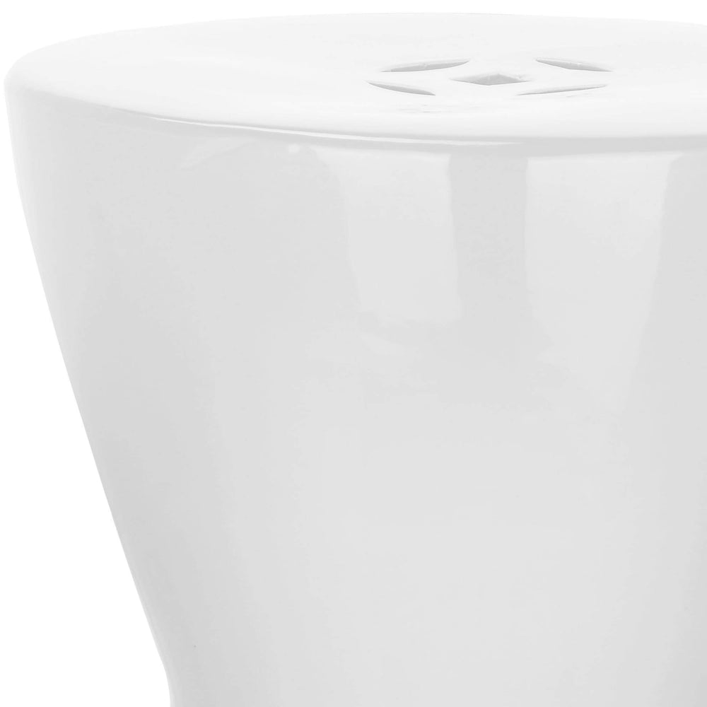 White Ceramic Decorative Garden Stool Modern Contemporary Transitional Glossy - Diamond Home USA