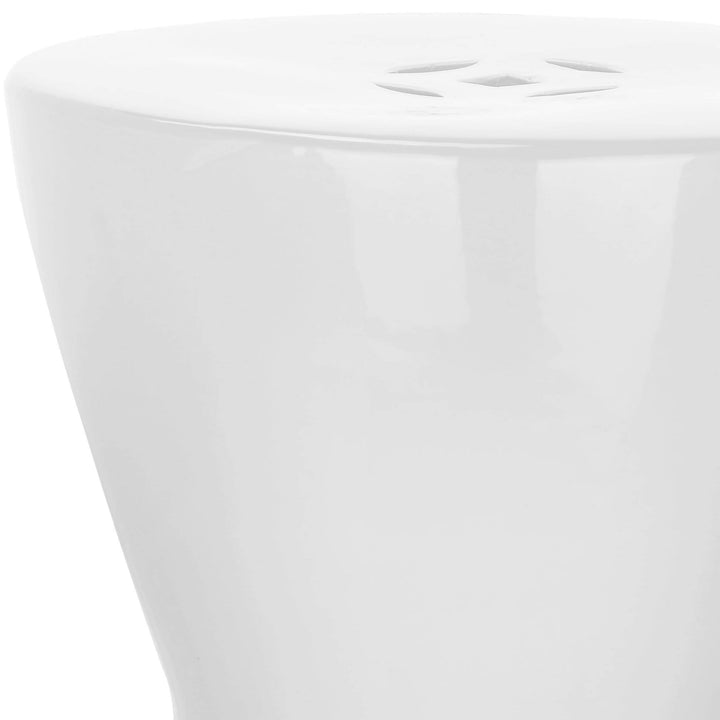 White Ceramic Decorative Garden Stool Modern Contemporary Transitional Glossy - Diamond Home USA