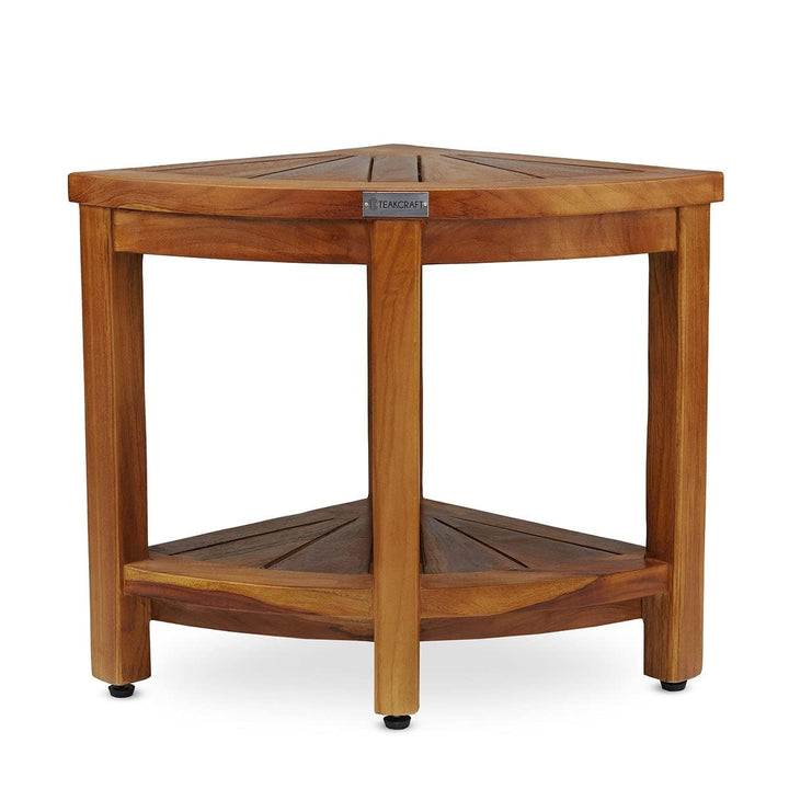 Teakcraft The Saga Teak Corner Shower Bench Striped Modern Contemporary - Diamond Home USA
