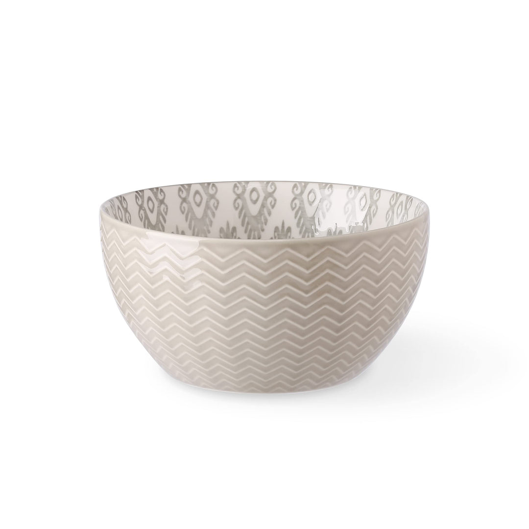 Signature Housewares Pad Print Set of 4 Assorted Bowls 6" 28oz PP Gray - Diamond Home USA