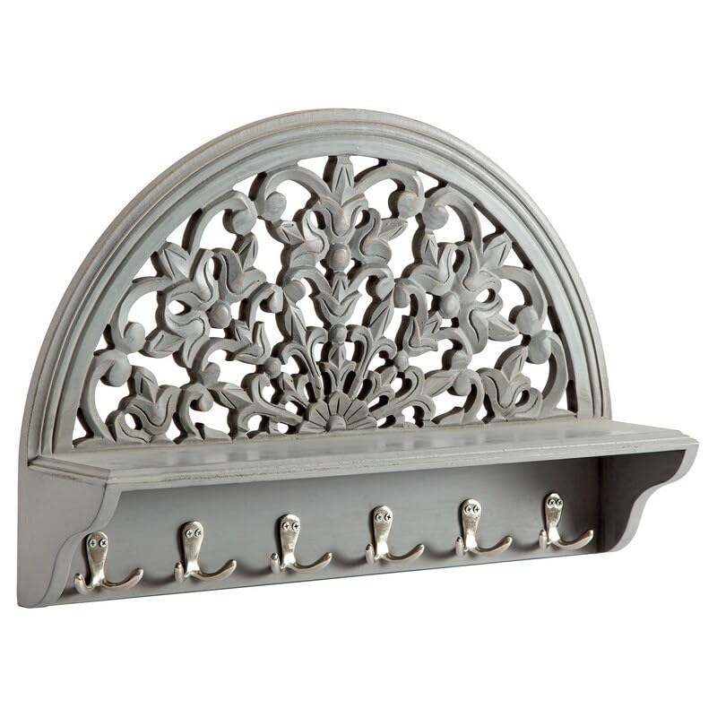 Round Decorative Grey Carved 24-in Wall Hanging 24in X 16in 5in MDF - Diamond Home USA
