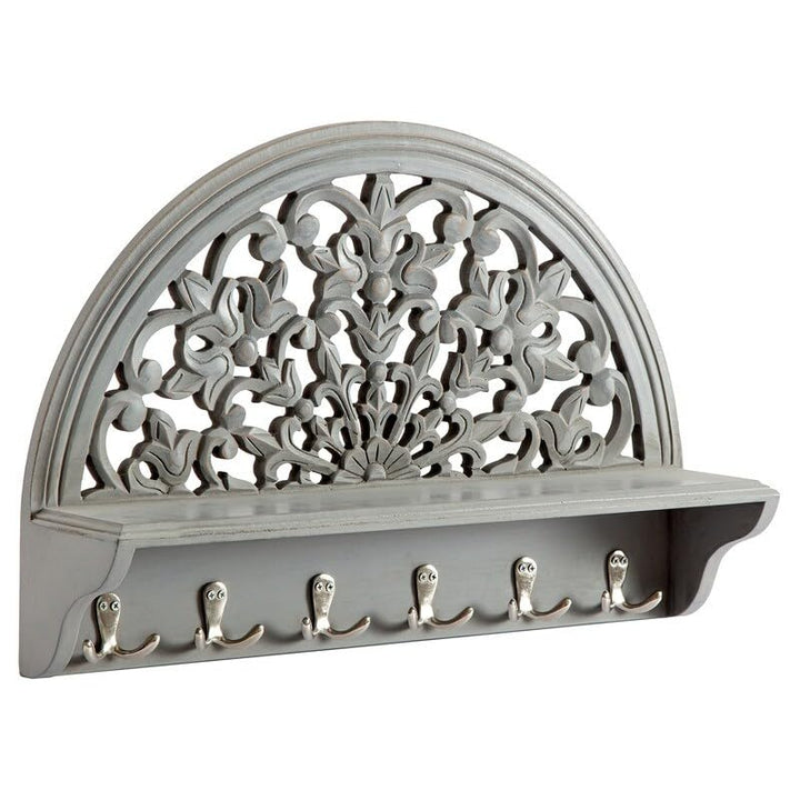 Round Decorative Grey Carved 24-in Wall Hanging 24in X 16in 5in MDF - Diamond Home USA