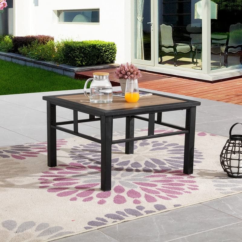 Patio Festival Outdoor Metal 25.2" Side Table 25'x25' Brown Classic Square - Diamond Home USA