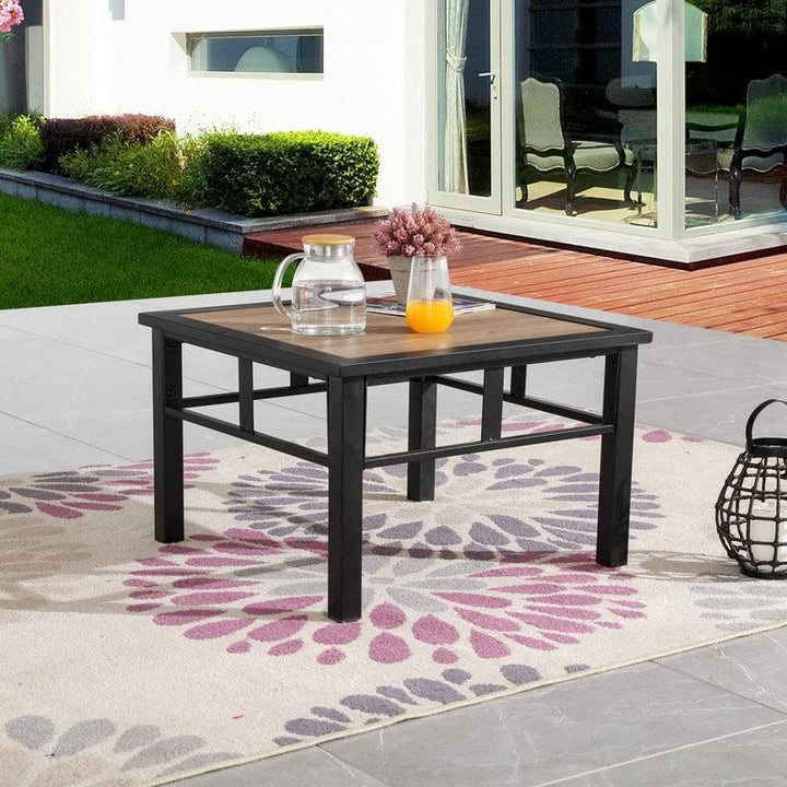 Patio Festival Outdoor Metal 25.2" Side Table 25'x25' Brown Classic Square - Diamond Home USA