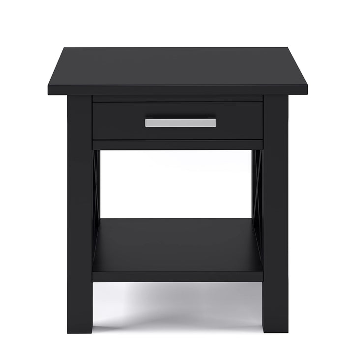 SIMPLIHOME Kitchener SOLID WOOD 21 inch wide Square Contemporary End Side Black - Diamond Home USA