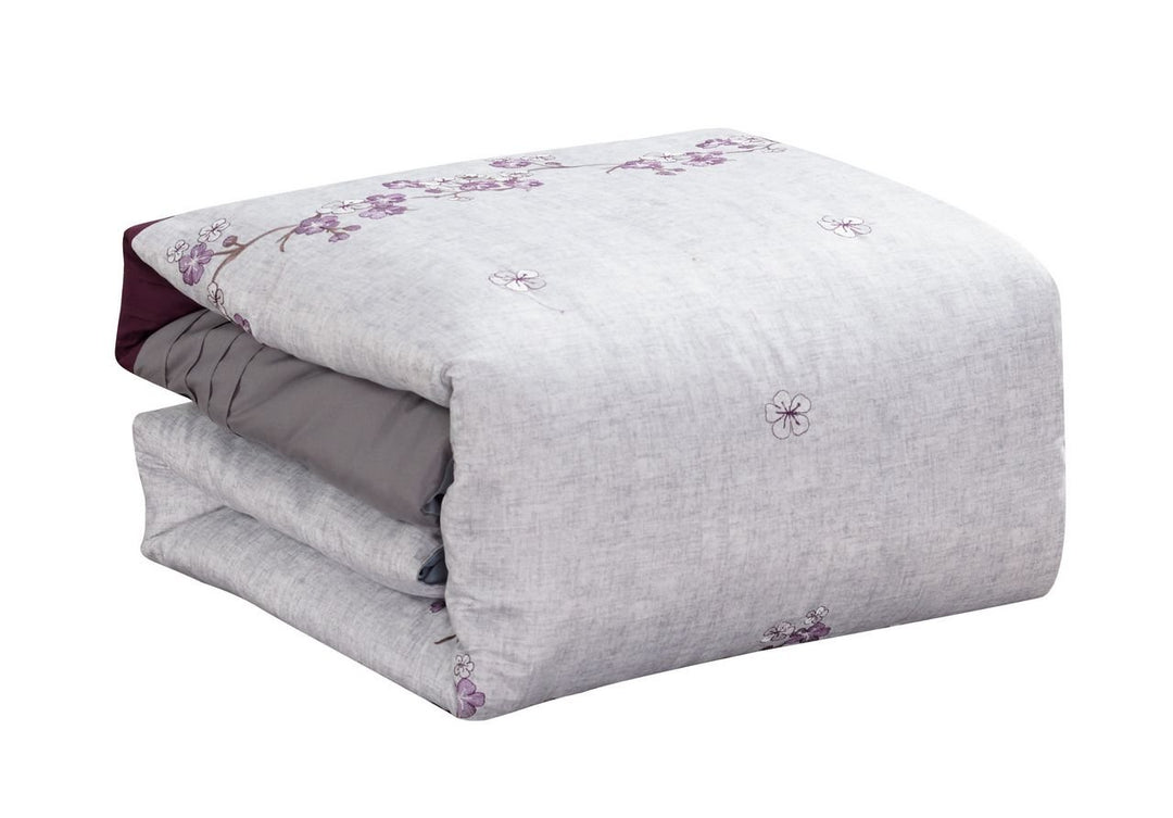 KingLinen 7 Piece Alesta Purple/Gray Comforter Set Queen