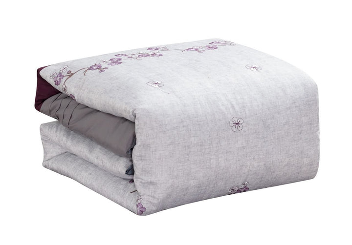 KingLinen 7 Piece Alesta Purple/Gray Comforter Set Queen