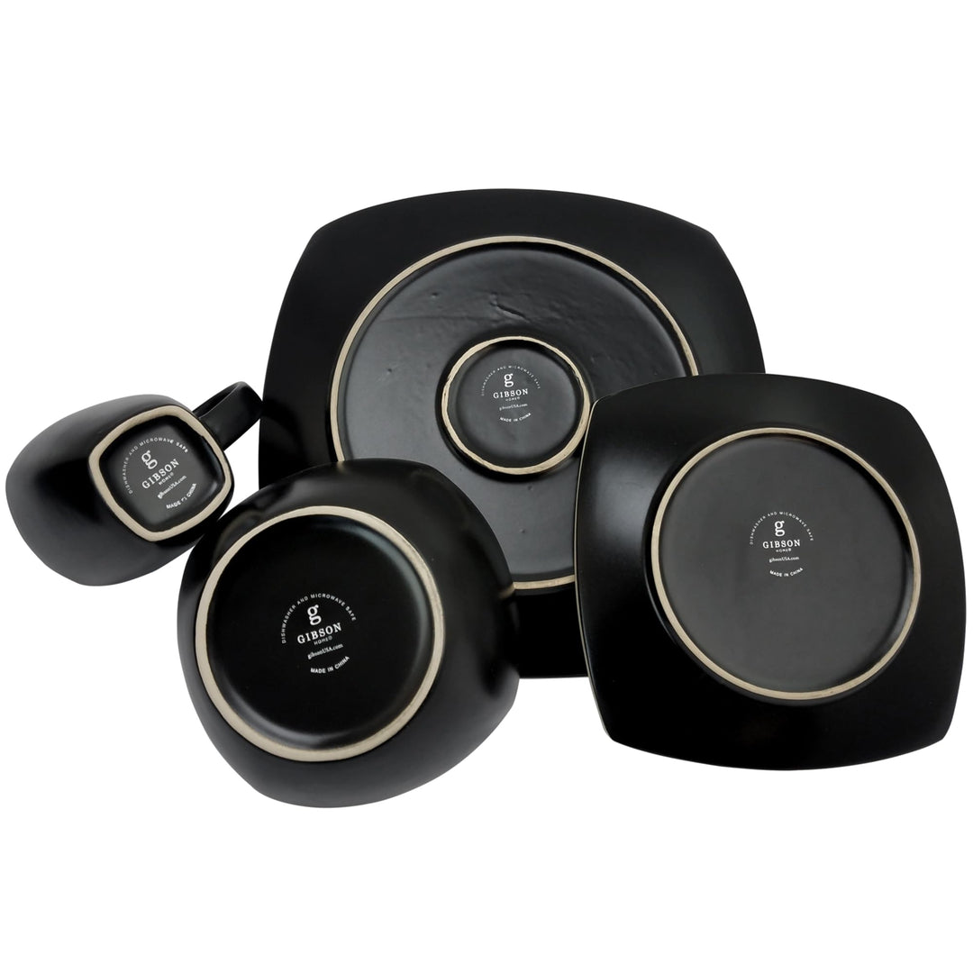 Gibson Soho Lounge Matte 16pc Dinnerware Set - Black 93597335M - Diamond Home USA