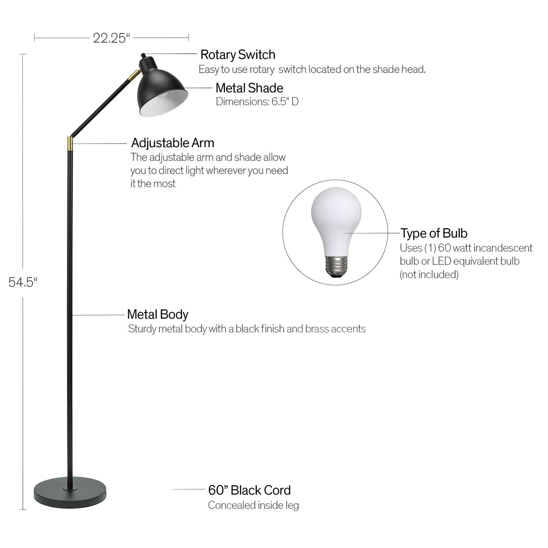 Catalina Lighting 21401-000 Modern Adjustable Floor Lamp Standing Lamp Living - Diamond Home USA