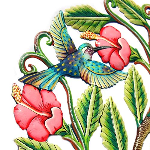 Handmade Painted Hummingbirds and Flowers Recycled Steel Wall Art- Multi Color - Diamond Home USA