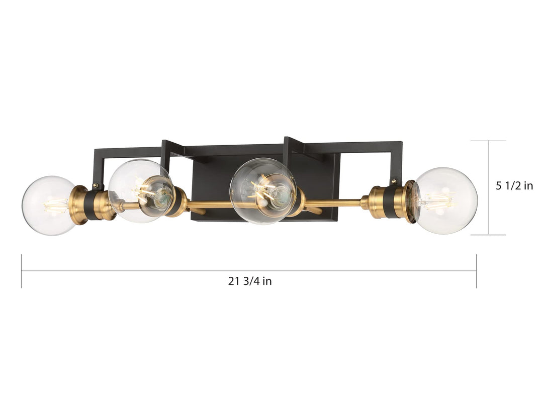 Nuvo 60/6974 Intention Vanity Warm Brass and Black Finish 4 Light - Diamond Home USA
