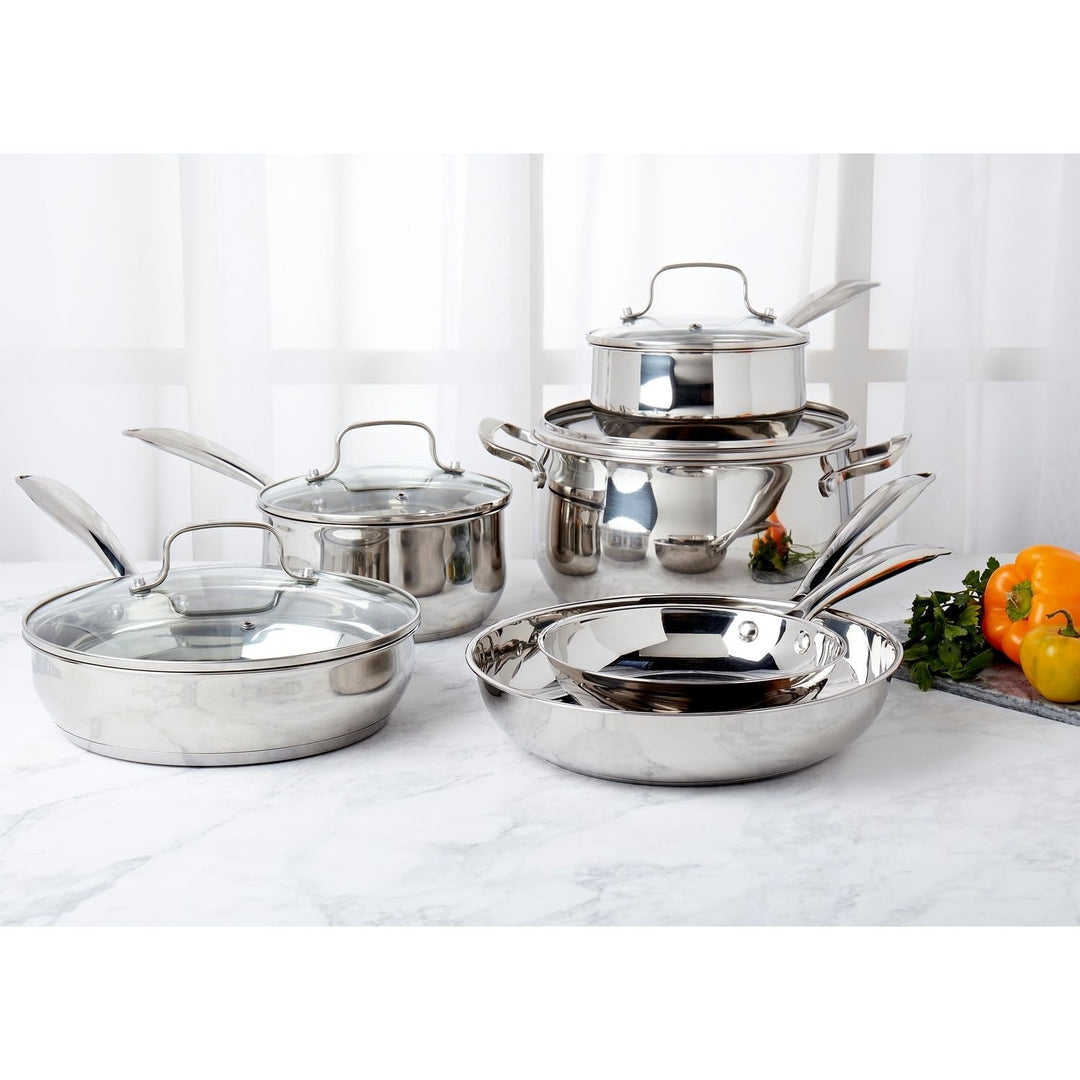 10pc Stainless Steel Cookware Set Silver 10 Piece - Diamond Home USA