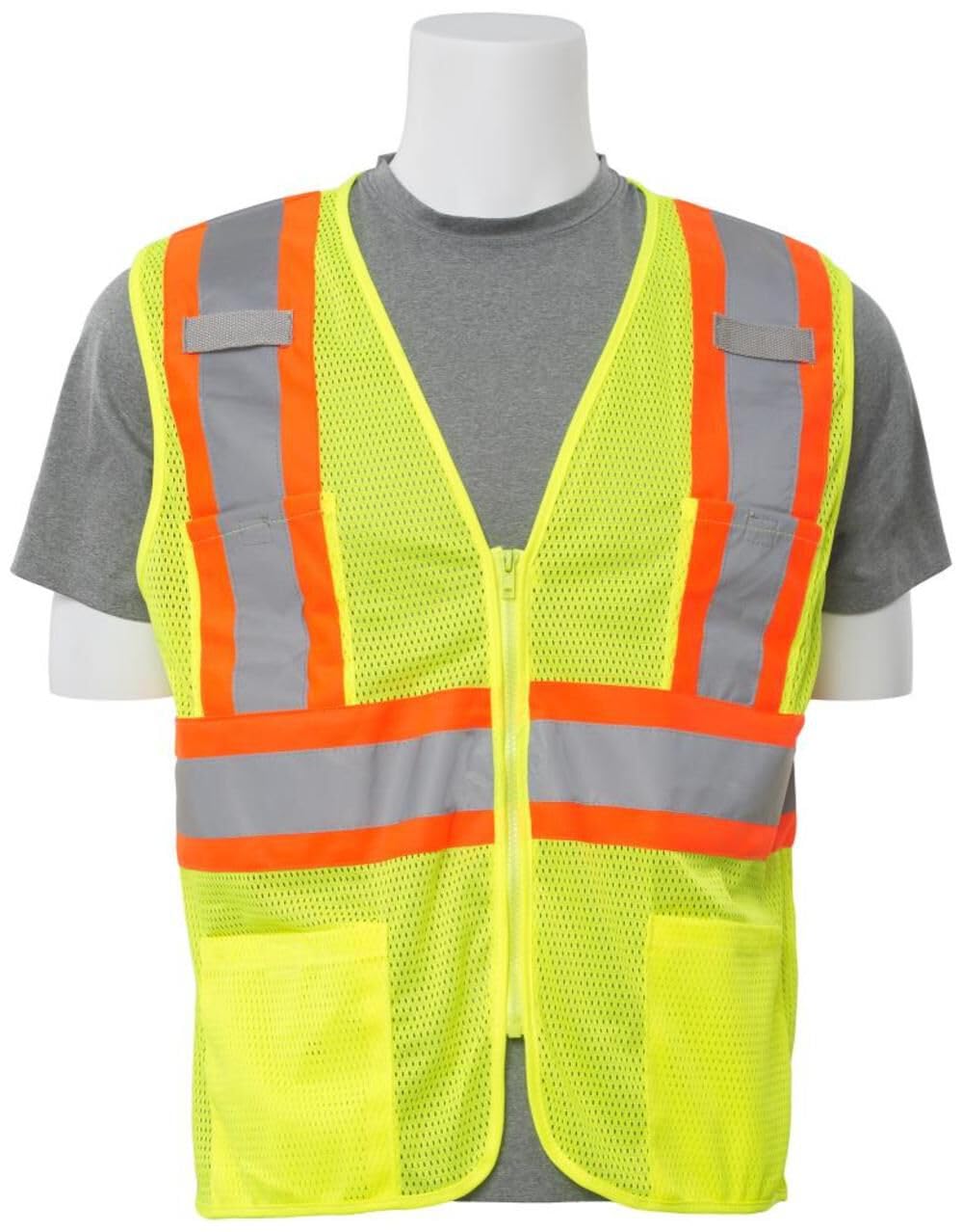 ERB 61819 S383P Class 2 Mesh Contrasting Trim Safety Vests Hi-Viz Lime 3X-Large