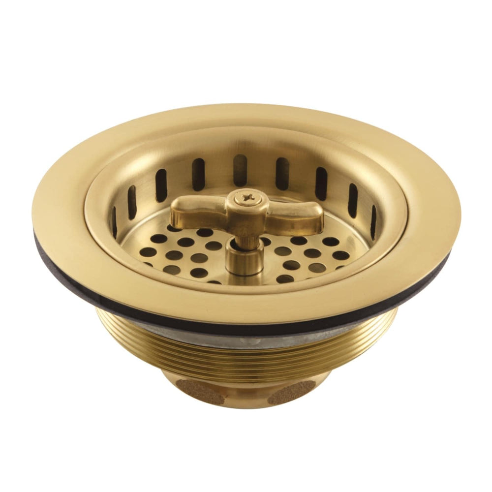 Kingston Brass Tacoma Spin and Seal Sink Basket Strainer Brushed Brass Brushed